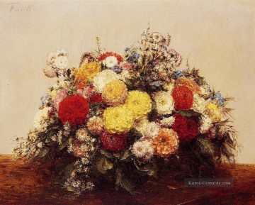  blumen - Große Vase von Dahlien und sortierte Blumen Blumenmaler Henri Fantin Latour